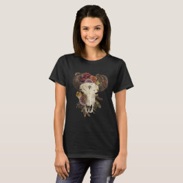 Cowgirl Bloemrijke Bizon Dier Gehoornde Schedel T-shirt