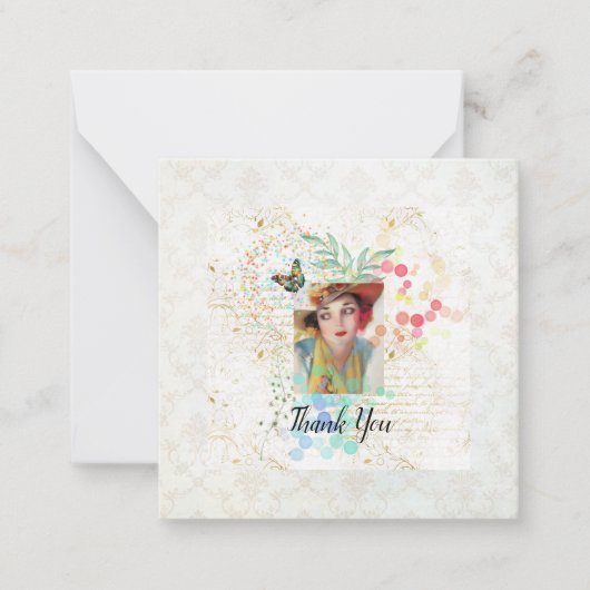 Cowgirl bloesem Art Deco Notitiekaartje (Voorkant)