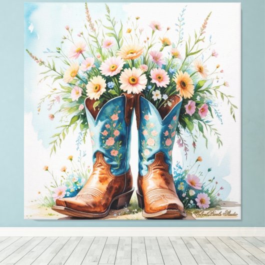 Cowgirl Boeket Canvas Print | muurkunst (Insitu (Houten vloer))