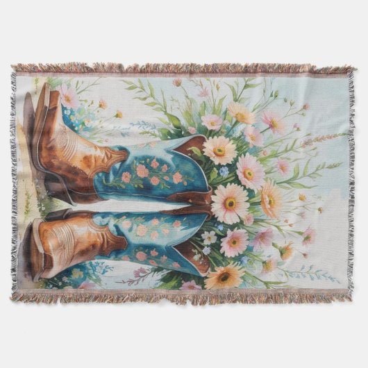 Cowgirl Boeket Gooi Deken | Westerne wooninrichtin (Voorkant)