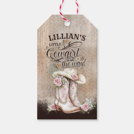 Cowgirl Boho Floral Western script Cadeaulabel (Voorkant)