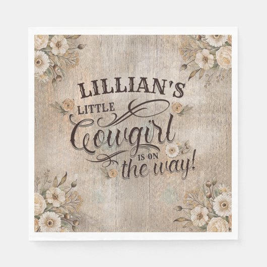 Cowgirl Boho Floral Western Script Papier servet (Voorkant)