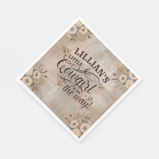 Cowgirl Boho Floral Western Script Papier servet (Hoek)