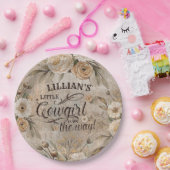 Cowgirl Boho Floral Western script Papieren Bordje (Feest)