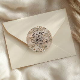 Cowgirl Boho Floral Western script Ronde Sticker