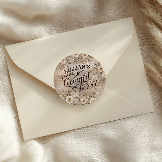 Cowgirl Boho Floral Western script Ronde Sticker