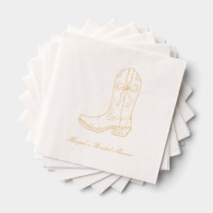Cowgirl Boot Coquette Bow Gold Stamped Napkins Folie Servetten