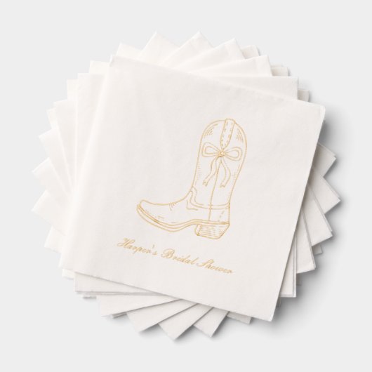 Cowgirl Boot Coquette Bow Gold Stamped Napkins Folie Servetten (Insitu (Gestapeld))