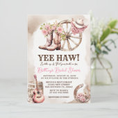 Cowgirl Boot Floral Western Vrijgezellenfeest Kaart (Staand voorkant)