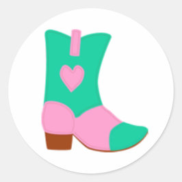 Cowgirl Boot met hartontwerp Ronde Sticker