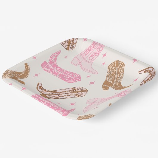 Cowgirl Boot Party Borden Papieren Bordje (Gebogen)