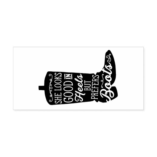 Cowgirl Boot Rubber Art Stamp Rubberstempel (Afrduk)