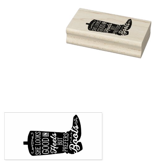 Cowgirl Boot Rubber Art Stamp Rubberstempel (Gestempeld)