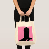 Cowgirl Boot Silhouette op Roze Tote Bag (Voorkant (product))