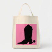 Cowgirl Boot Silhouette op Roze Tote Bag (Voorkant)