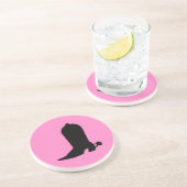 Cowgirl Boot Silhouette op Roze Zandsteen Onderzetter (Zijkant)