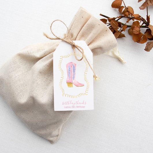 Cowgirl Boot Western Verjaardag Cadeaulabel