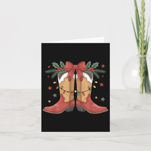 Cowgirl Boot Westerne kerstverlichting Country Wom Kaart (Voorkant)