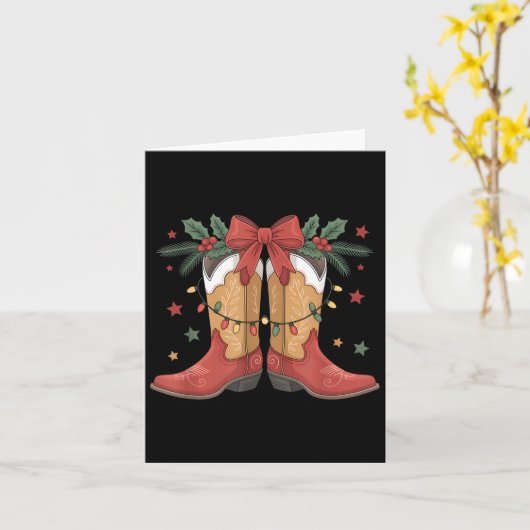 Cowgirl Boot Westerne kerstverlichting Country Wom Kaart (Gele Bloem)