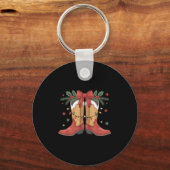 Cowgirl Boot Westerne kerstverlichting Country Wom Sleutelhanger (Voorkant)