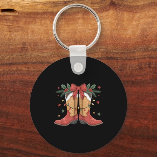 Cowgirl Boot Westerne kerstverlichting Country Wom Sleutelhanger (Voorkant)