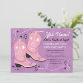 Cowgirl Boots Birthday Party Kaart (Staand voorkant)