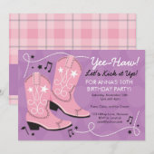 Cowgirl Boots Birthday Party Kaart (Voorkant / Achterkant)