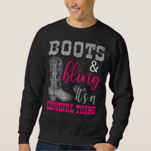 Cowgirl Boots Bling Women Cute Love Country Life Trui