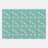 Cowgirl Boots Blue Pink Clay 3-Sheet Set Gift Wrap Inpakpapier Vel (Voorkant)