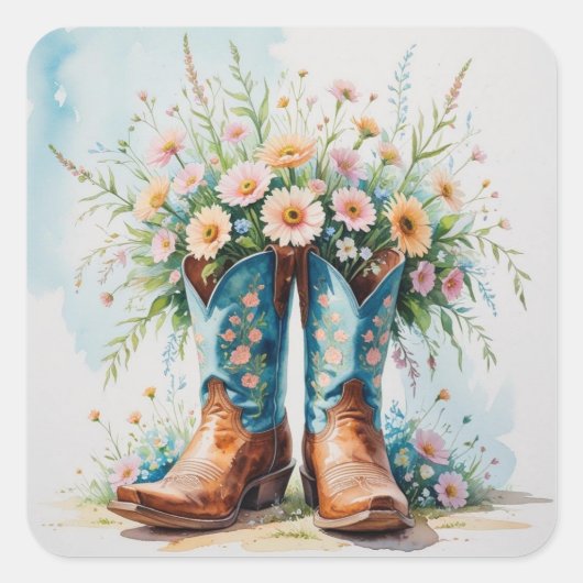 Cowgirl Boots Boeket Stickers | Western thema (Voorkant)