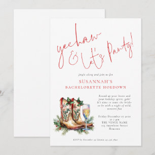 Cowgirl Boots Bubbly Christmas vrijgezellenfeest Kaart