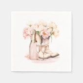 Cowgirl Boots Bubbly Peonies BRIDAL SHOWER Servet (Voorkant)