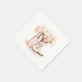 Cowgirl Boots Bubbly Peonies BRIDAL SHOWER Servet (Hoek)