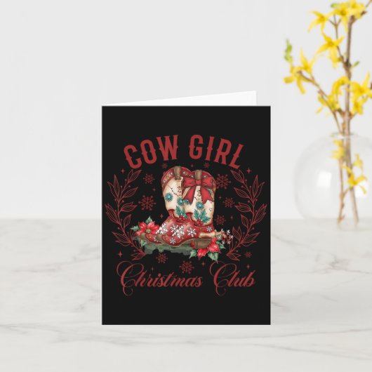 Cowgirl Boots Coquette Xmas Bow Western Howdy Chri Kaart (Gele Bloem)