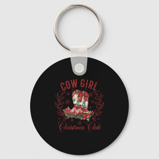 Cowgirl Boots Coquette Xmas Bow Western Howdy Chri Sleutelhanger (Voorkant)