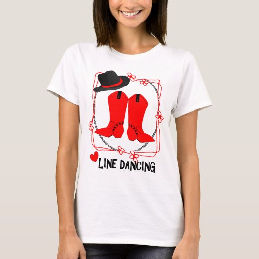Cowgirl Boots Cute Line Dancing Thema Graphic T-shirt (Voorkant)