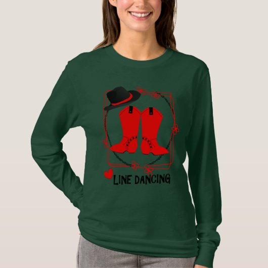 Cowgirl Boots Cute Line Dancing Thema Graphic T-shirt (Voorkant)