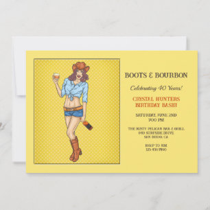 Cowgirl Boots en Bourbon Invitation Kaart