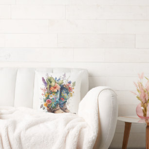 Cowgirl Boots en Colorful Flowers Kussen