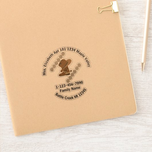 Cowgirl Boots en contactinfo Pet familie Sticker (Notitieboek)