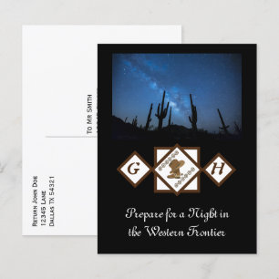 Cowgirl Boots en Cowboy Pet Monogram Foto Uitnodiging Briefkaart