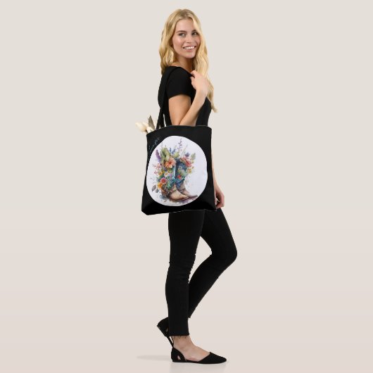 Cowgirl Boots en wilde bloemen gepersonaliseerd Tote Bag (Op model)