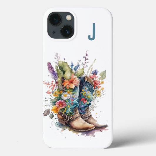 Cowgirl Boots en wilde bloemen monogrammen Case-Mate iPhone Case (Achterkant)