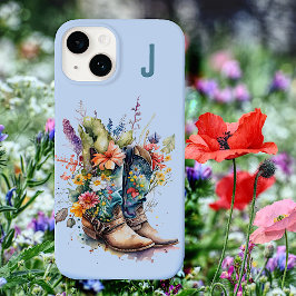 Cowgirl Boots en wilde bloemen monogrammen Case-Mate iPhone 14 Hoesje