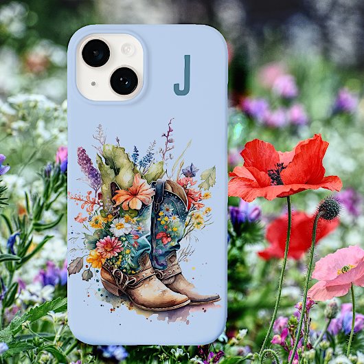 Cowgirl Boots en wilde bloemen monogrammen Case-Mate iPhone Case