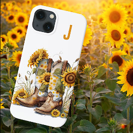 Cowgirl Boots en zonnebloemen monogrammed Case-Mate iPhone Case