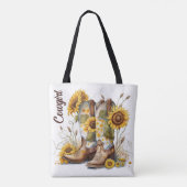 Cowgirl Boots en zonnebloemen Tote Bag (Achterkant)