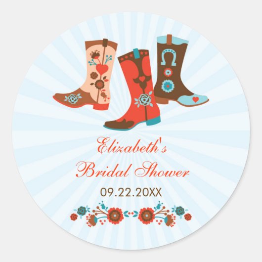 Cowgirl Boots Favor Sticker (Voorkant)