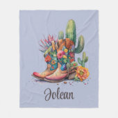 Cowgirl Boots met Cactus Blue Fleece Deken (Voorkant)
