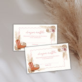 Cowgirl Boots Pampas Luier Raffle Baby shower Informatiekaartje